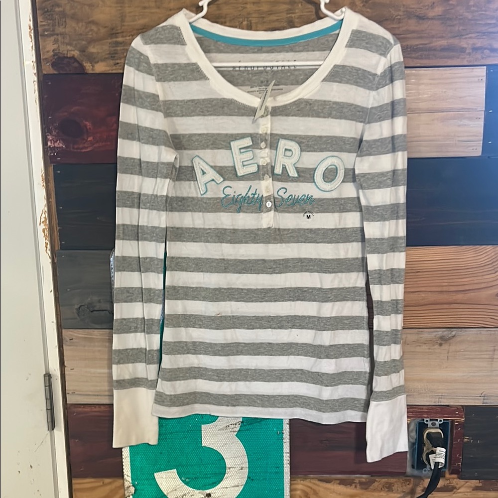 Kids Striped Gray and White Long Sleeve Top